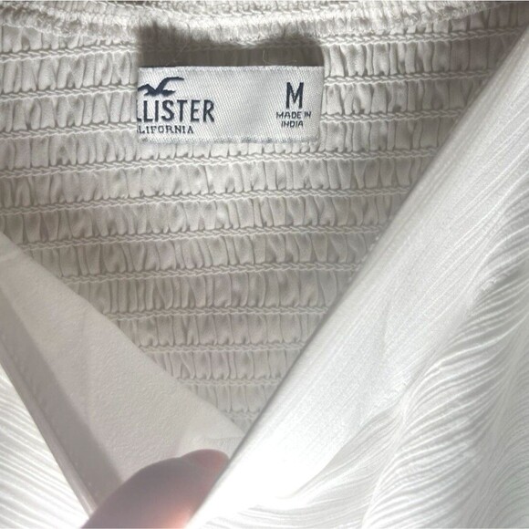 Hollister White Cream Chiffon Square Long Sleeve Crop Top Blouse Medium M Fairy - Picture 3 of 7